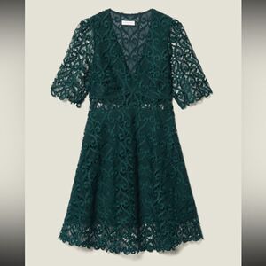 Sandro Paris green lace dress. Stunning lace. Holiday party. Dainty & Delicate.